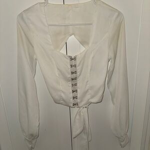 Elegant White Long Sleeve Women's Top